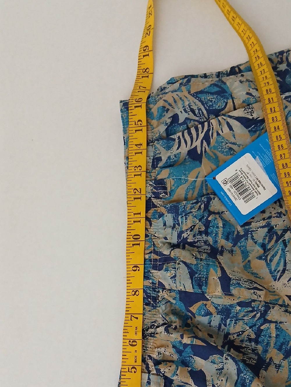 Columbia Blue & Sand Tropical Print Shorts Size M6L Short Court New $18 - Picture 12 of 13